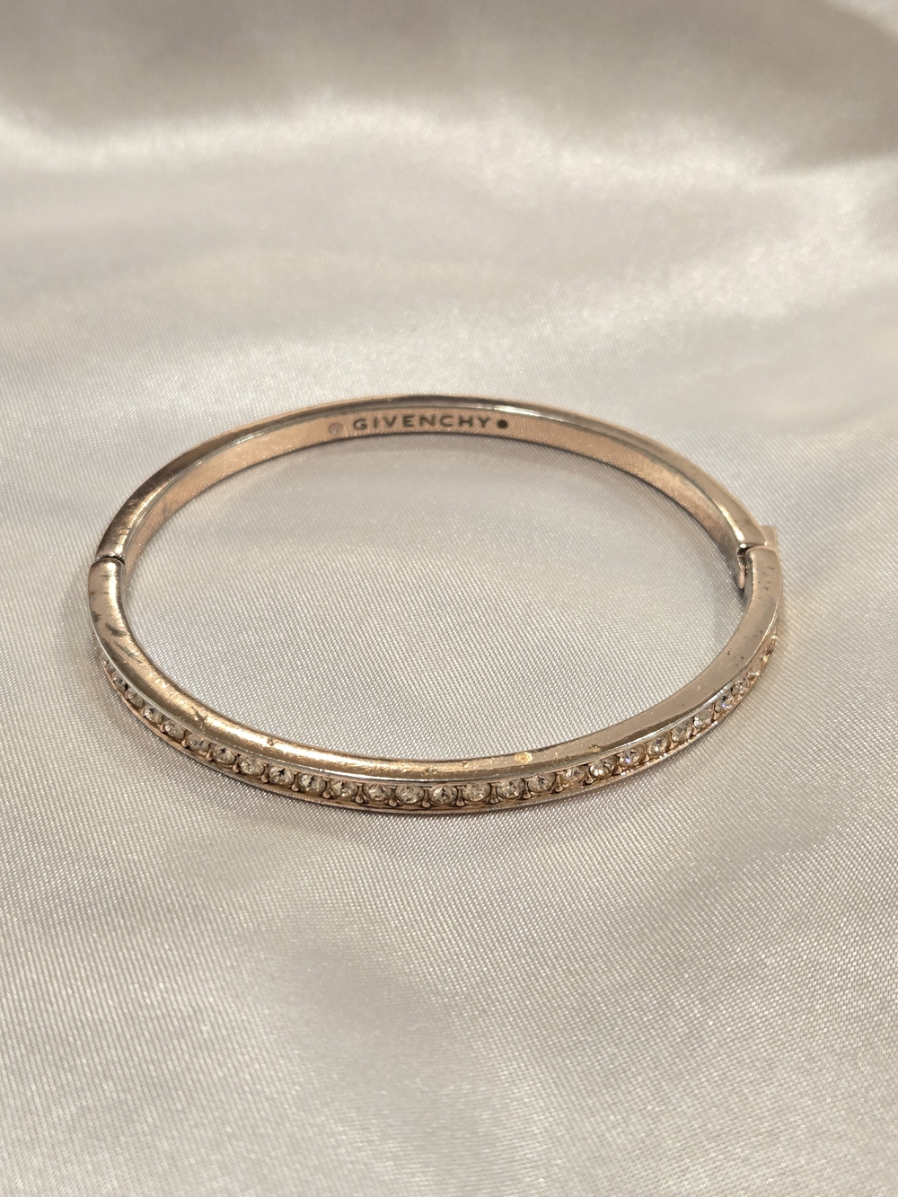 Givenchy Rose Gold Crystal Pavé Hinged Bangle Bracelet